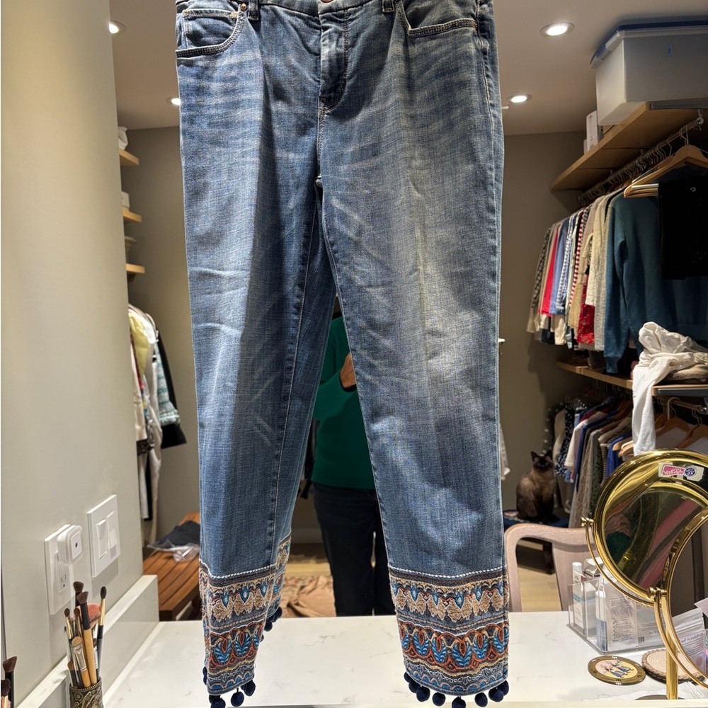 Chico's Blue Denim Jeans with Button Detail